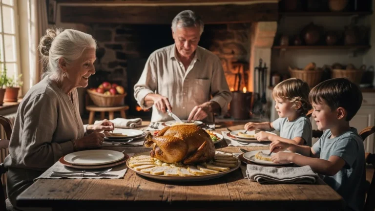 Poulet vallée d'Auge doré servi en famille pour un dimanche gourmand en Normandie